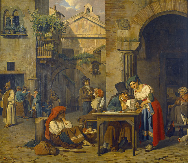 Ernst Meyer,Ecrivain public au portique d'Octave (environ 1829)